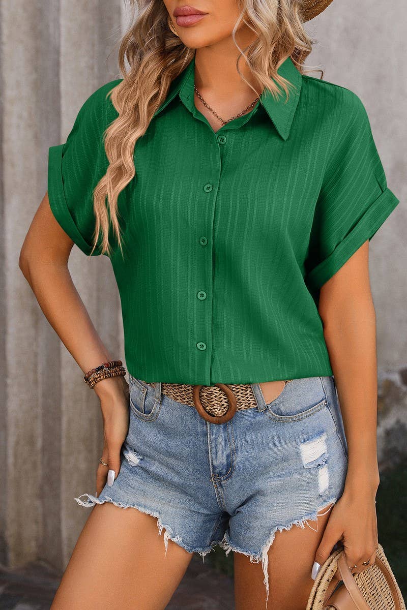 CWTSTS0325_Open Front Short Sleeved Shirt Top