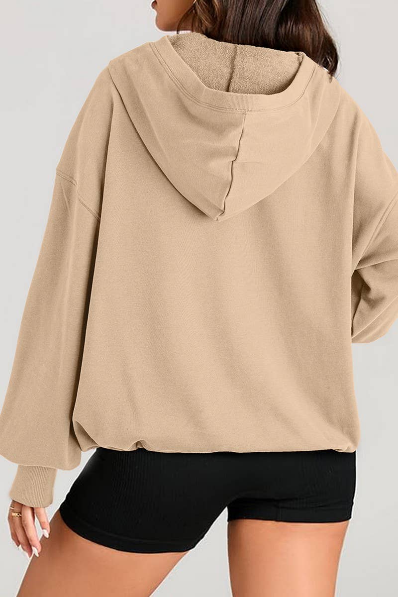 CWOHOL0935_SOLID COLOR HOODED ZIPPER POCKET SWEATSHIRT