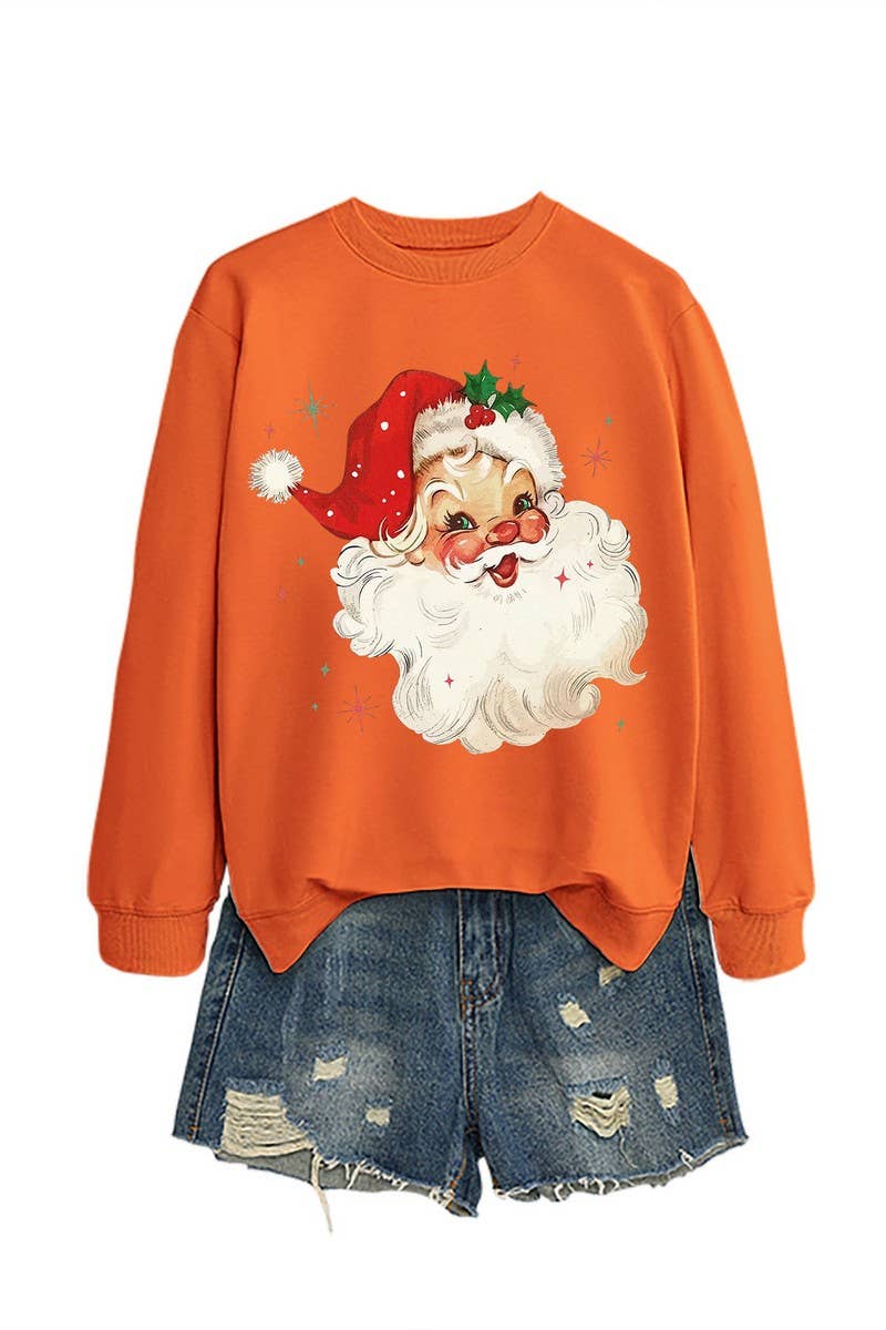 CWTBLL01324_SANTA CLAUS HEAD PATTERN PULLOVER SWEATSHIRT