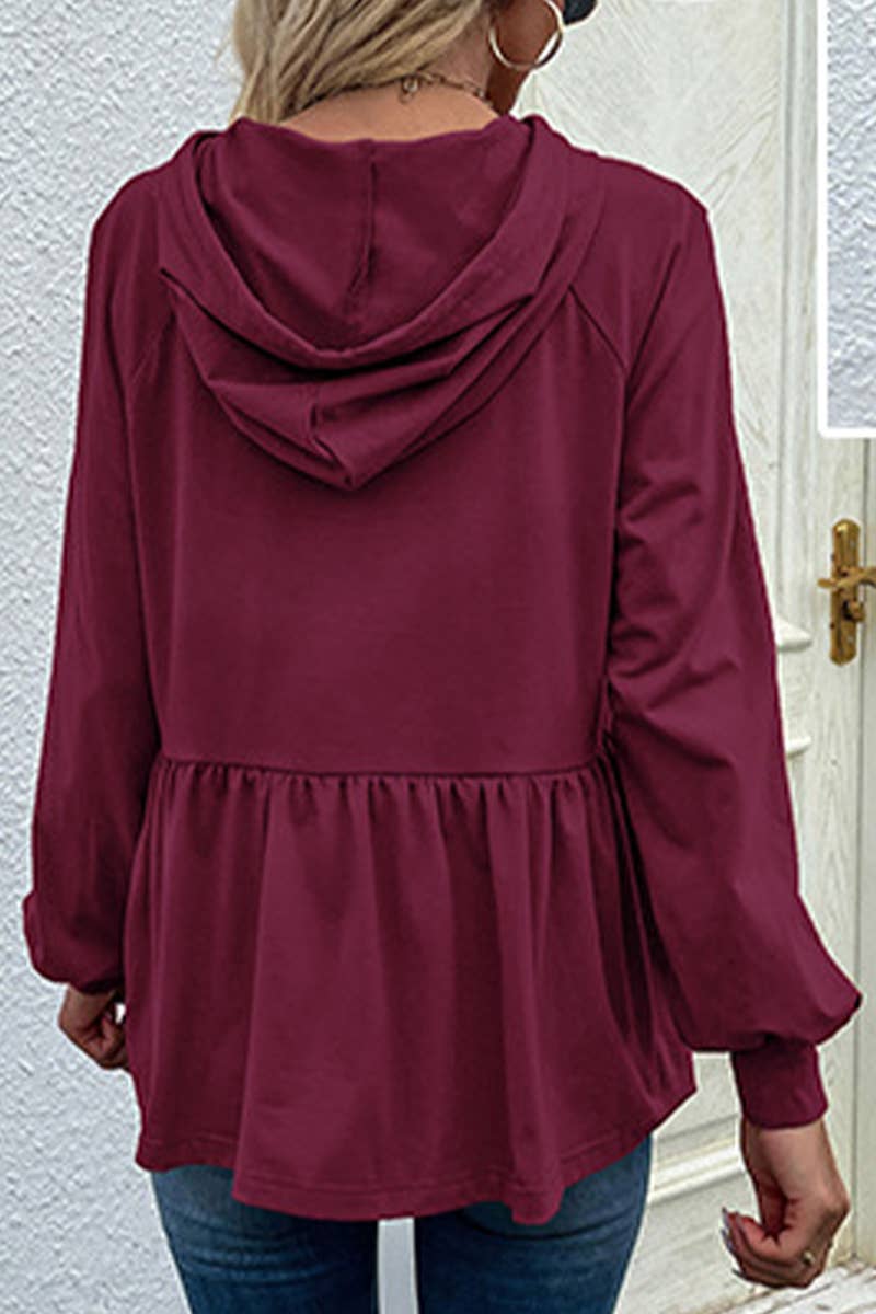 DESIGN HOODED SOLID COLOR PULLOVER HOODIE