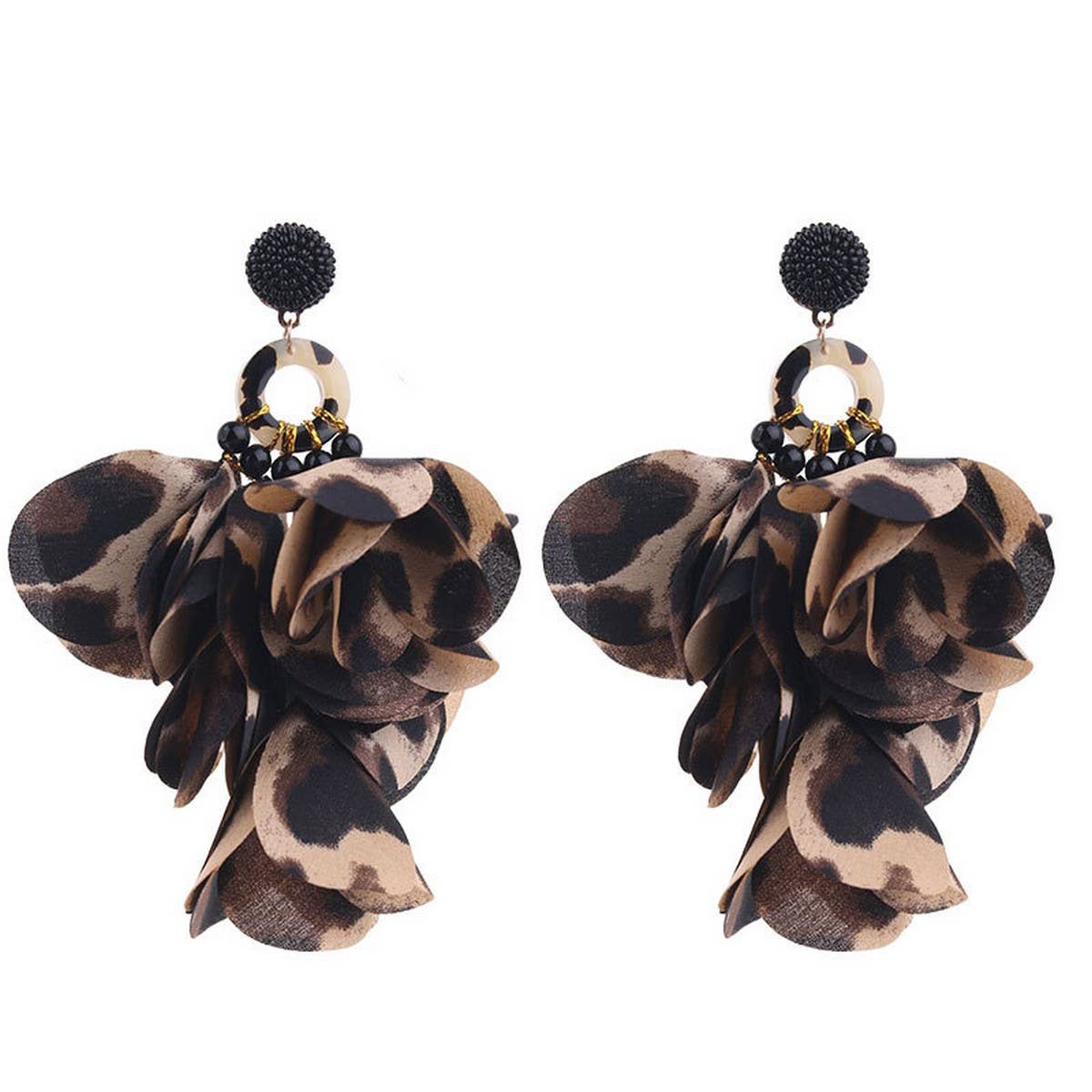 Handmade Long Statement Floral Fabric Earrings
