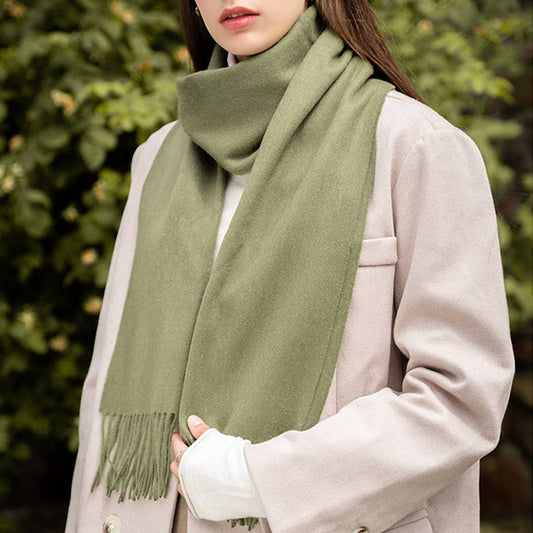 Unisex Wool Scarf ? Soft Solid Color with Tassels
