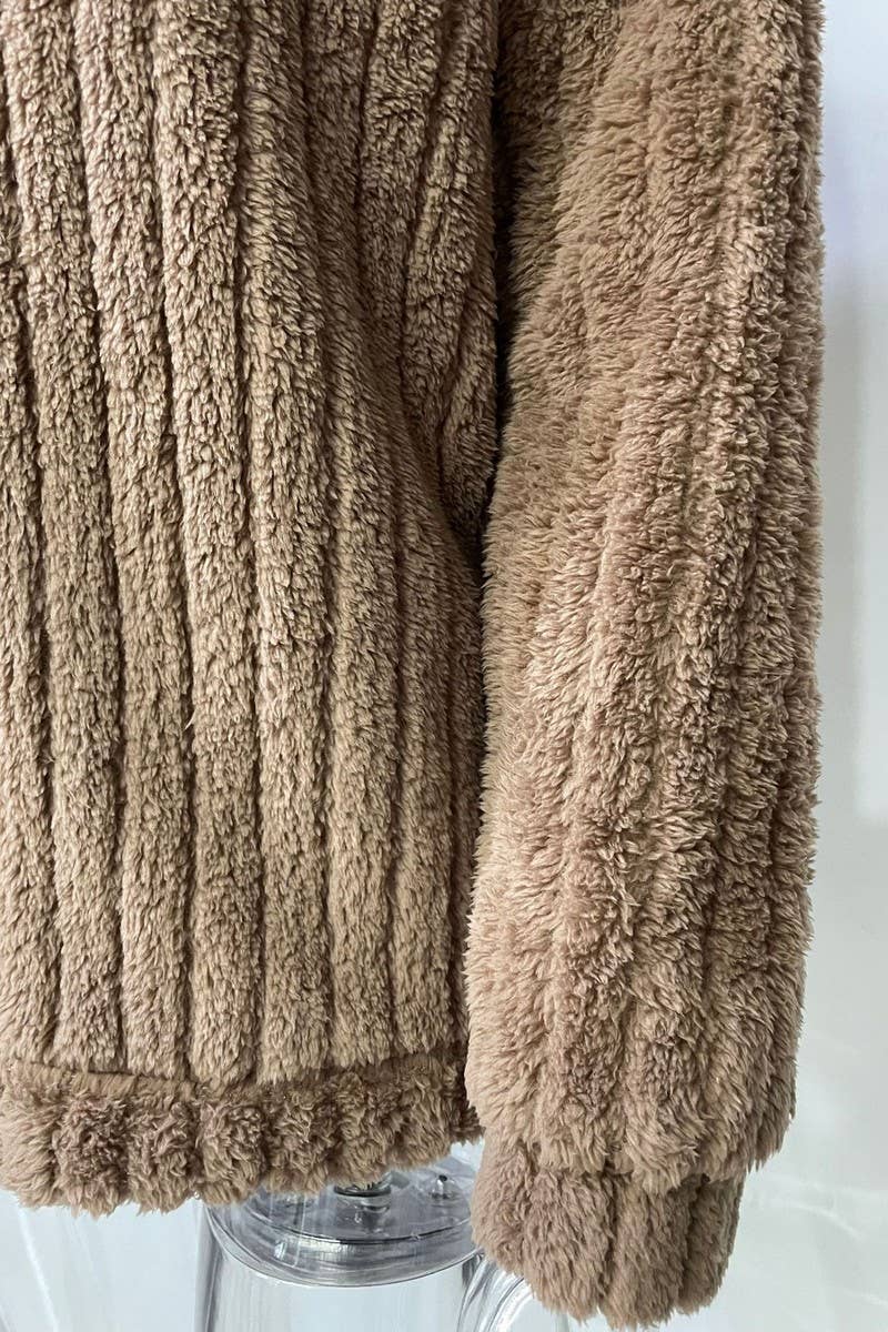 CWOCO00209_PLUSH CARDIGAN LAPEL SHORT COAT