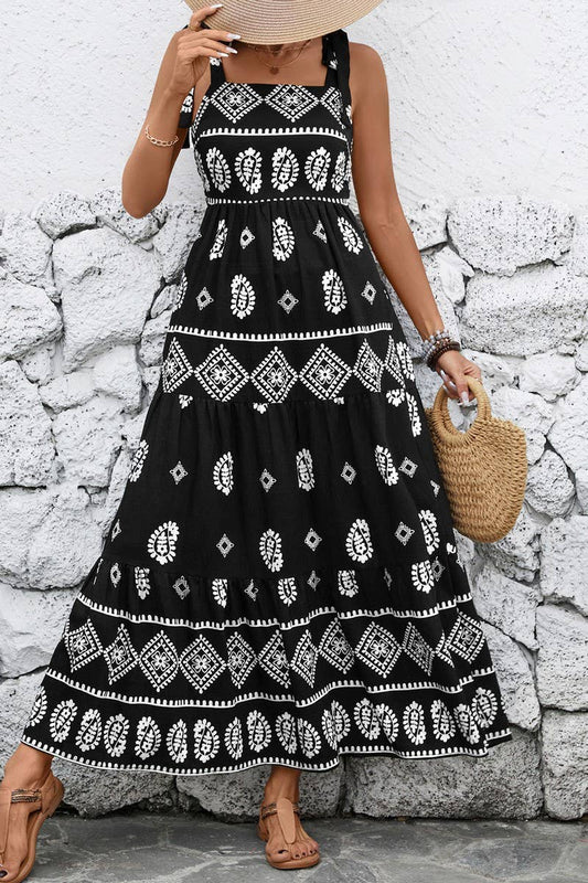 CWDMD5316_CASUAL VACATION SLEEVELESS FLORAL PRINT DRESS