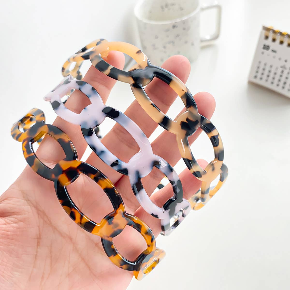 High-end acetate plate headband perforated teeth