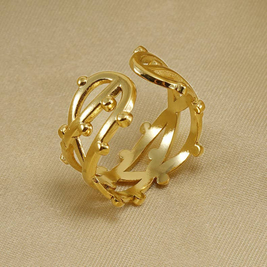 18K STAINLESS STEEL GEOMETRIC ADJUSTABLE RING