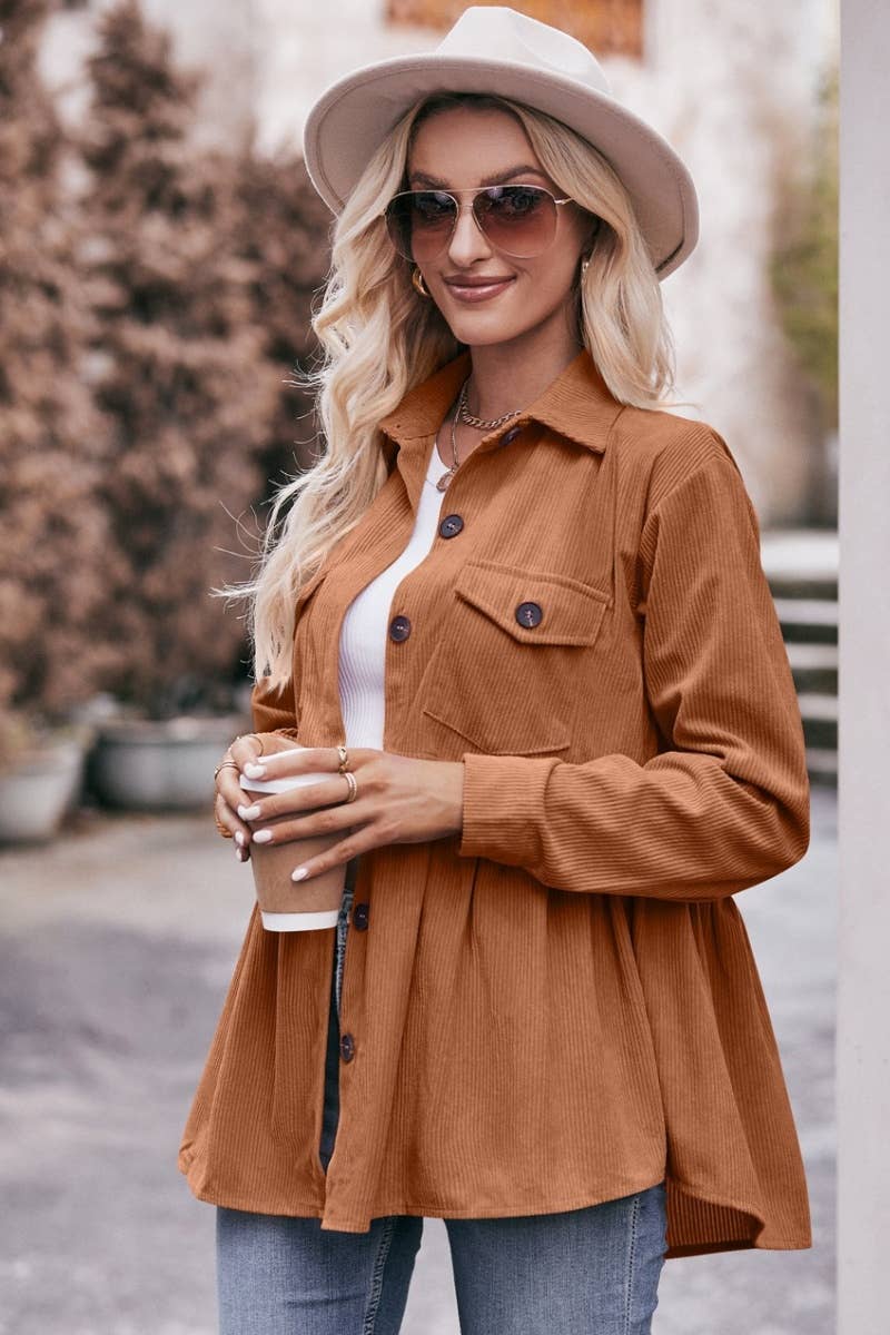 CWTSTL2189_AUTUMN POCKET CORDUROY LONG-SLEEVED SHIRT