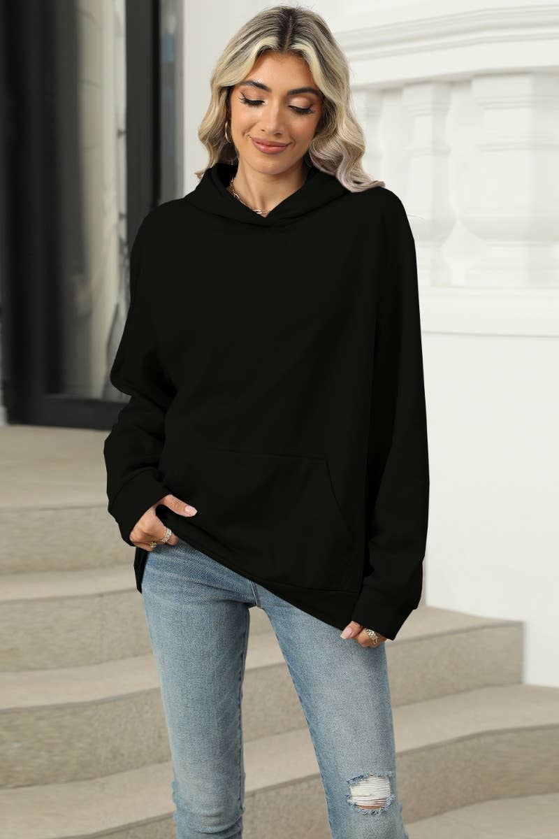 CWOHOL1028_SOLID COLOR HOODED POCKET LONG-SLEEVED HOODIE