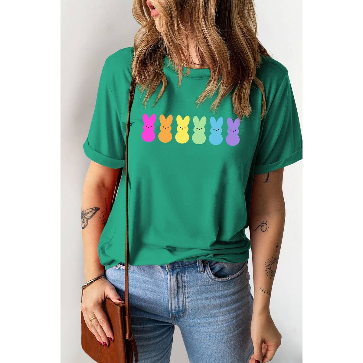 CUTE PRINTED BUNNY ROUND NECK T SHIRT FOR EASTER_CWTTS0790