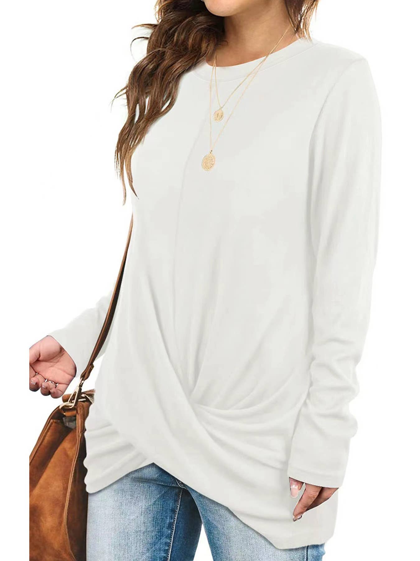 CREW-NECK LONG-SLEEVED SWEATSHIRT KNOTTED T-SHIRT