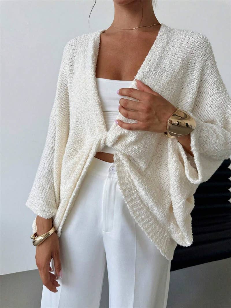 Cross design deep V-neck casual loose sweater