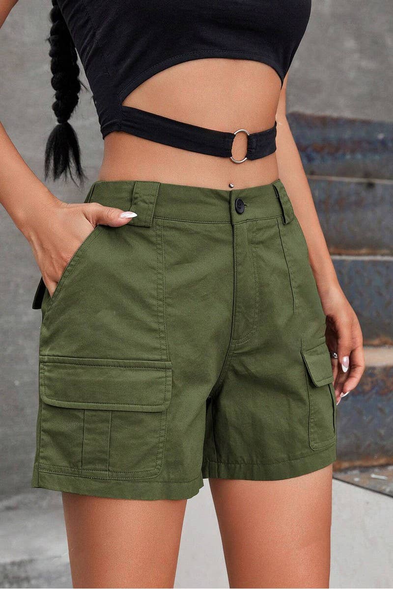 CWBSP0582_HIGH WAIST LOOSE FIT WIDE LEG FLATTERING SHORTS