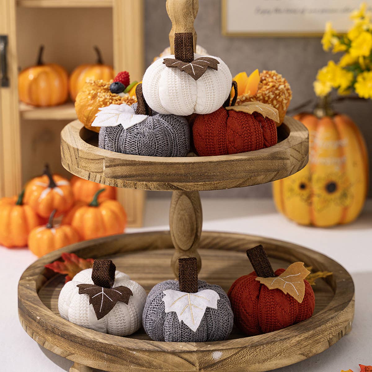 THANKSGIVING KNITTED ORANGE PUMPKIN PENDANT