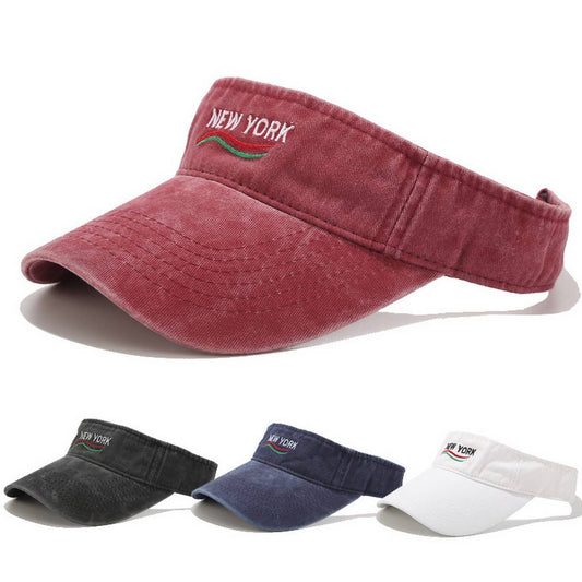 NEWYORK Washed Vintage Embroidered Visor Cap_CWAH3307