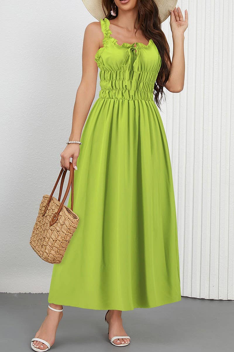CWDMD6206_CASUAL SOLID COLOR WAIST TIE CAMI MAXI DRESS