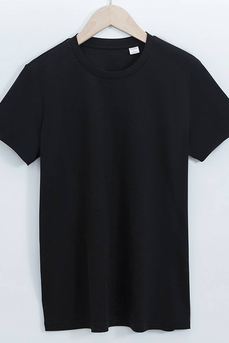 CWTTS1037_SOLID COLOR CASUAL ROUND NECK WOMEN T-SHIRT