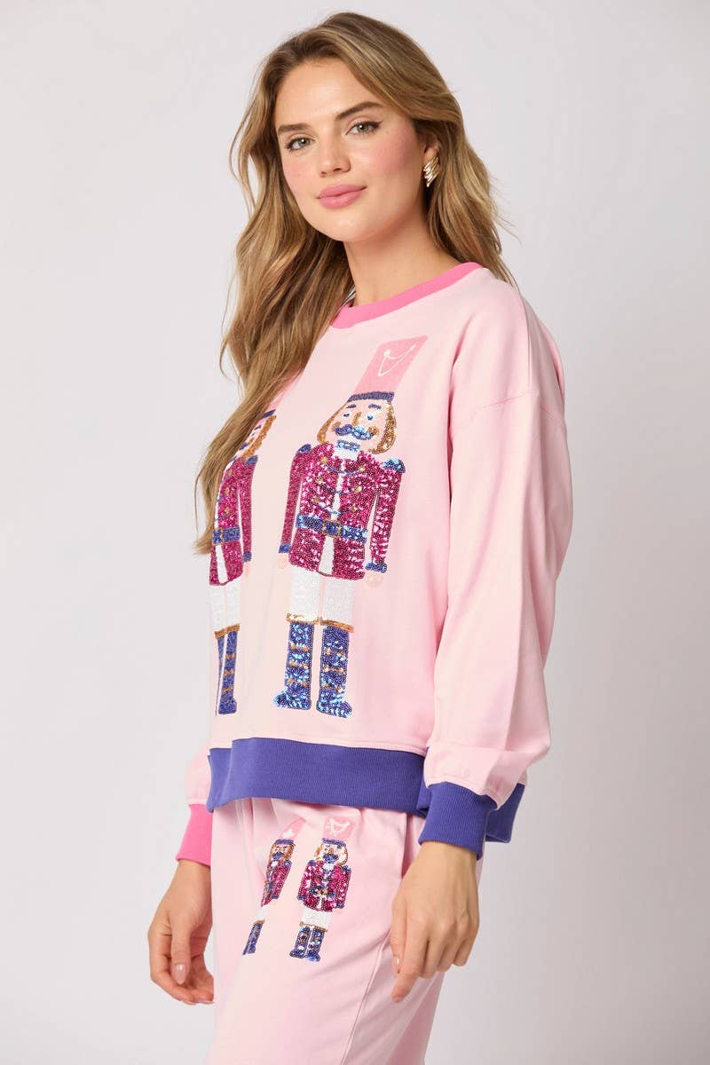 CWSTB00496_CHRISTMAS SOLDIER SEQUINED SWEATSHIRT SET