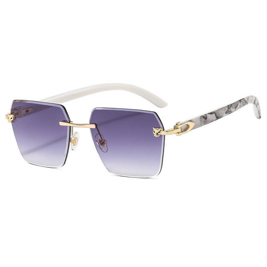 New Polygon Gradient Metal Sunglasses Leopard Head
