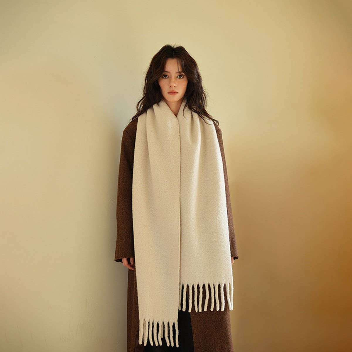Alpaca Wool Blend Scarf ??5% Wool Soft Winter Wrap_CWASC2316