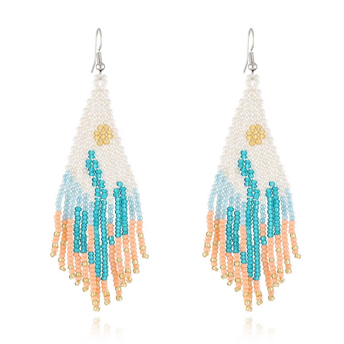 CACTUS PATTERN DANGLE EARRINGS BEADED_CWAJE0771