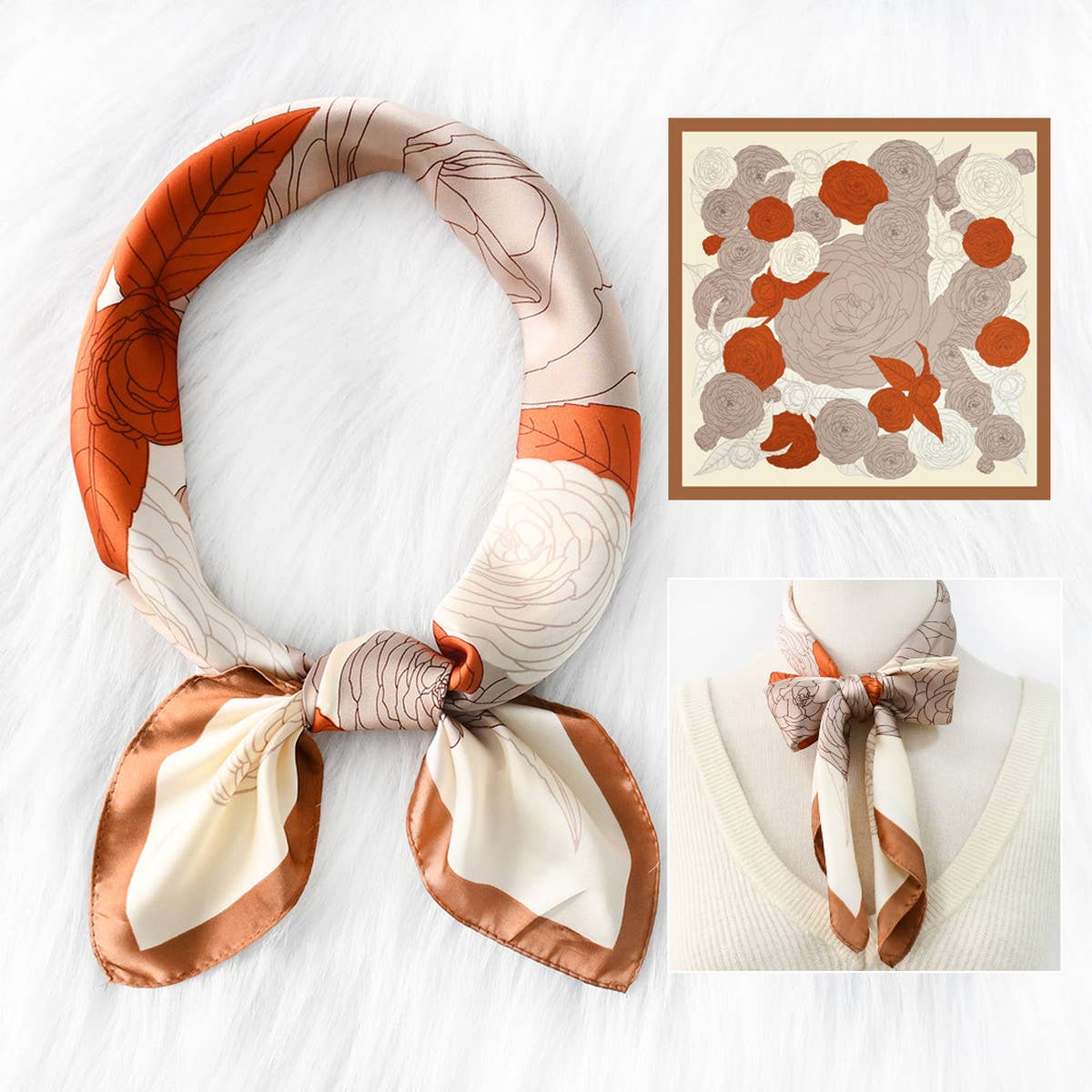 NEW FLORAL FLOWER SQUARE SCARF