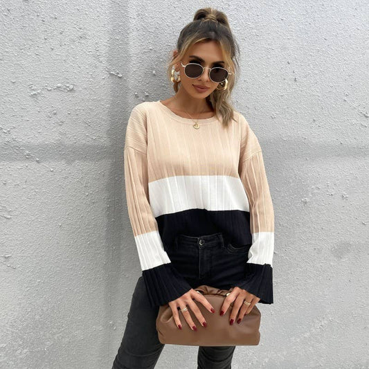 COLOR-MATCHING CREW-NECK PIT STRIPES PULLOVER