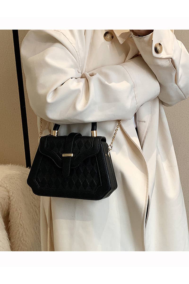 PLAID BOX HANDLE CROSS CHAIN SMALL BAG_CWAB0528
