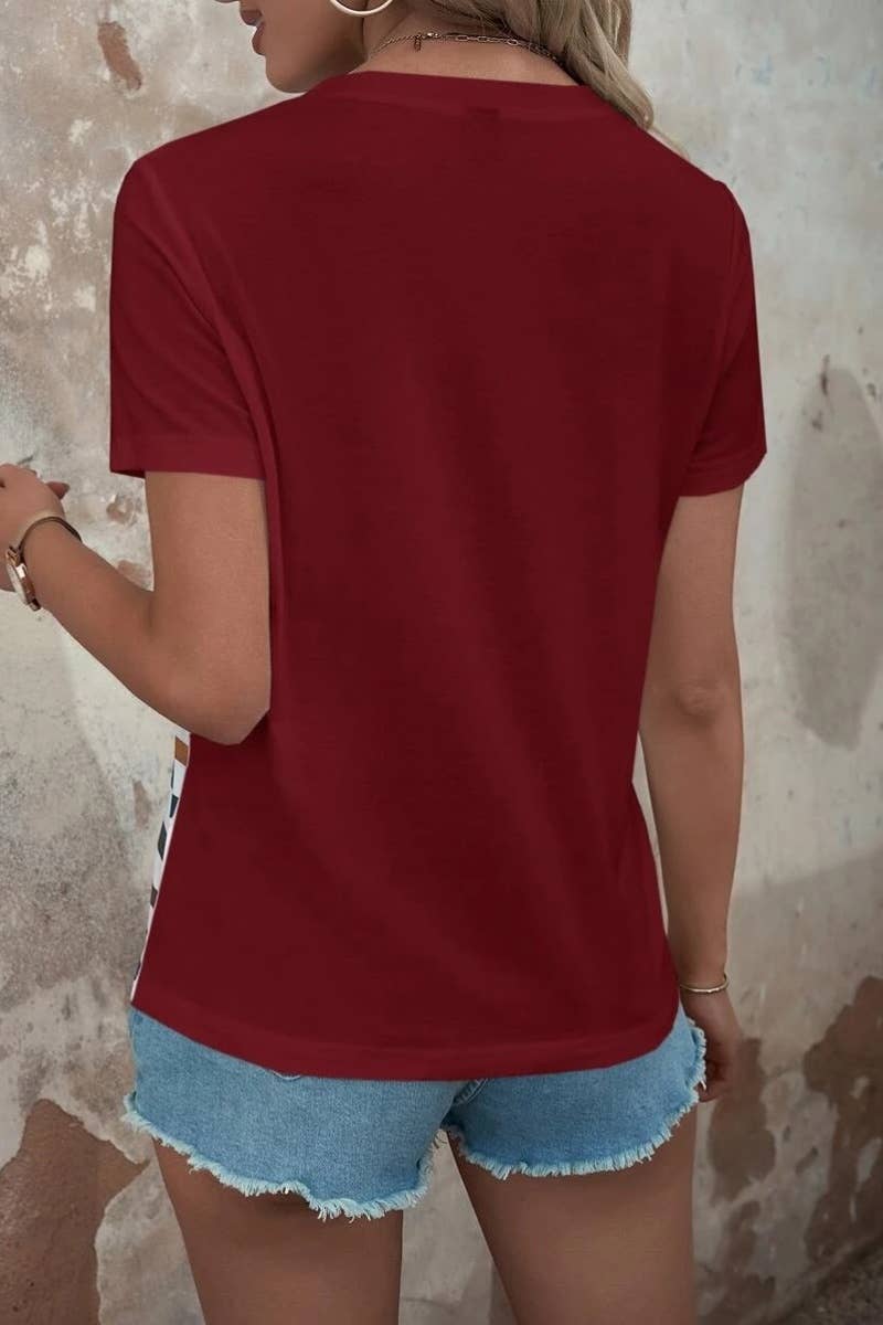 CWTBLS1145_SUMMER STRIPED PRINT BUTTON-UP SHORT SLEEVE TOP