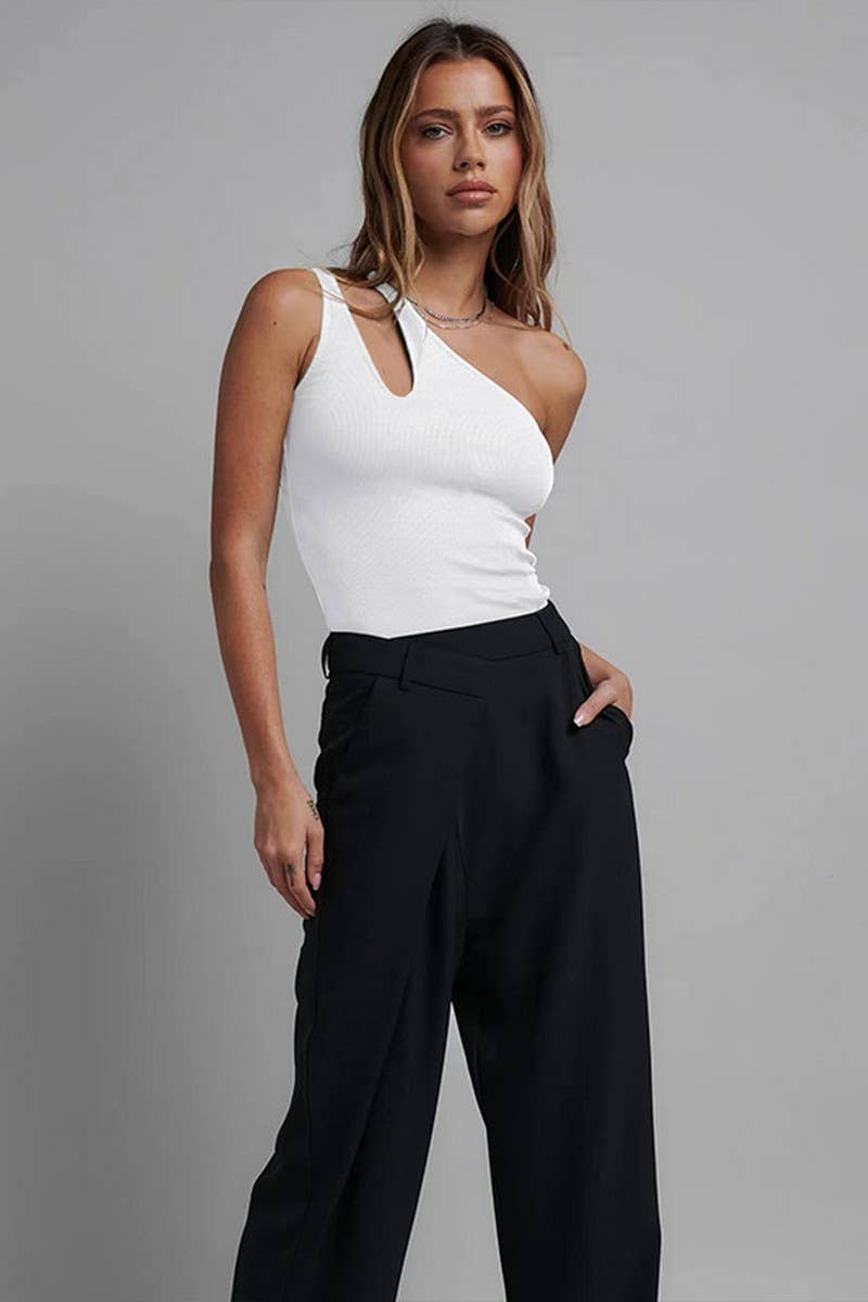 CWSBS0203_COTTON RIBBED ONE-SHOULDER CUT-OUT BODYSUIT