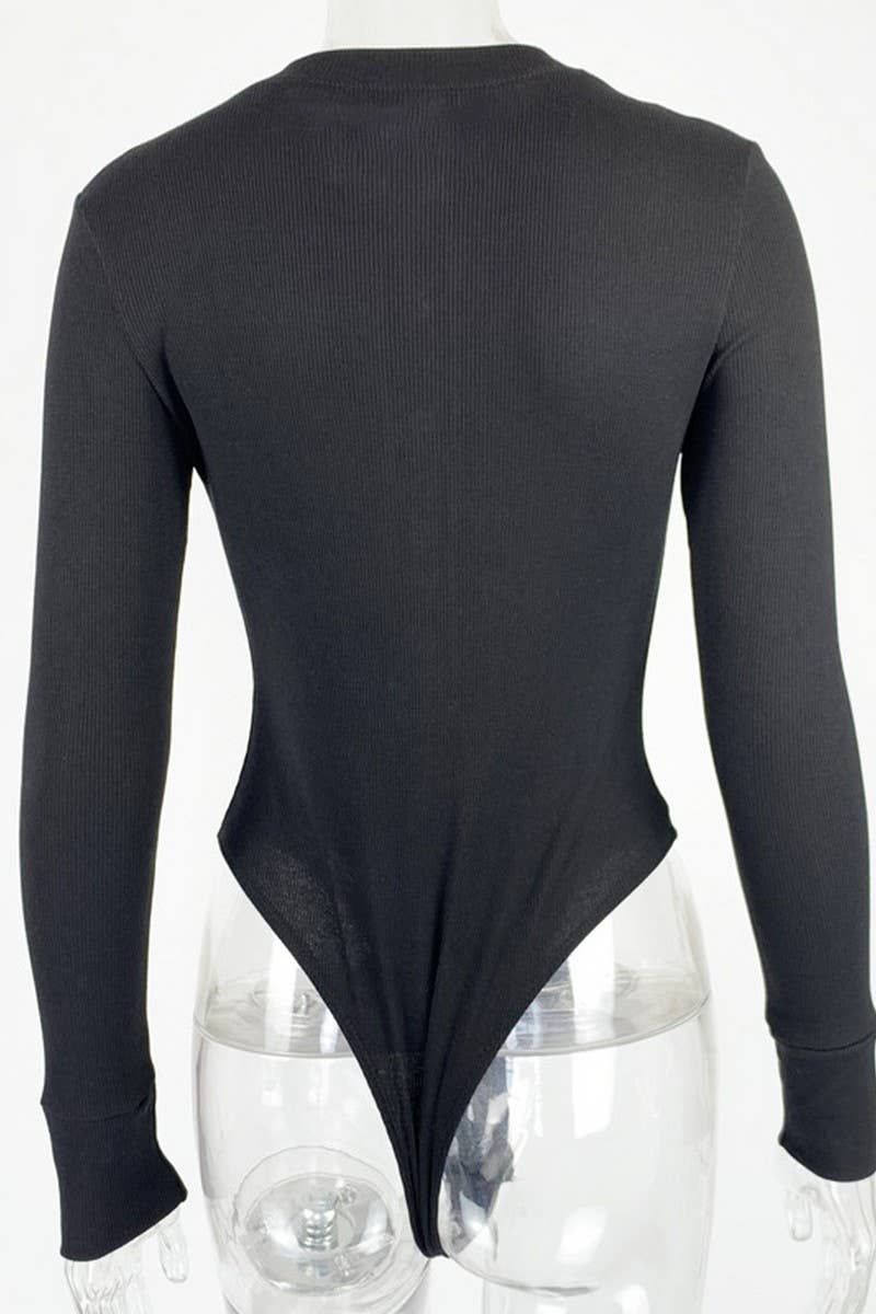 CWSJS1372_NEW SPRING SEXY RIBBED LONG SLEEVE BODYSUIT