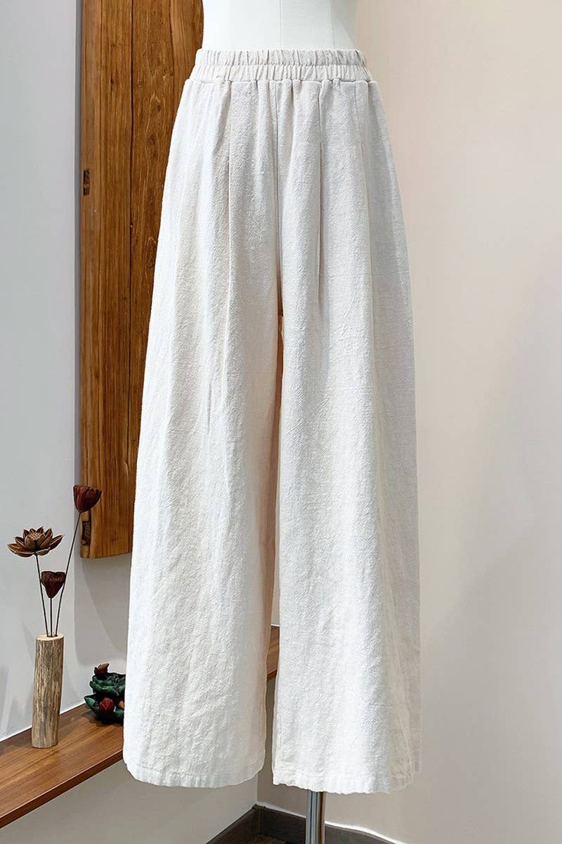 CWBLP1378_LINEN AND COTTON SAND-WASHED WIDE-LEG PANTS