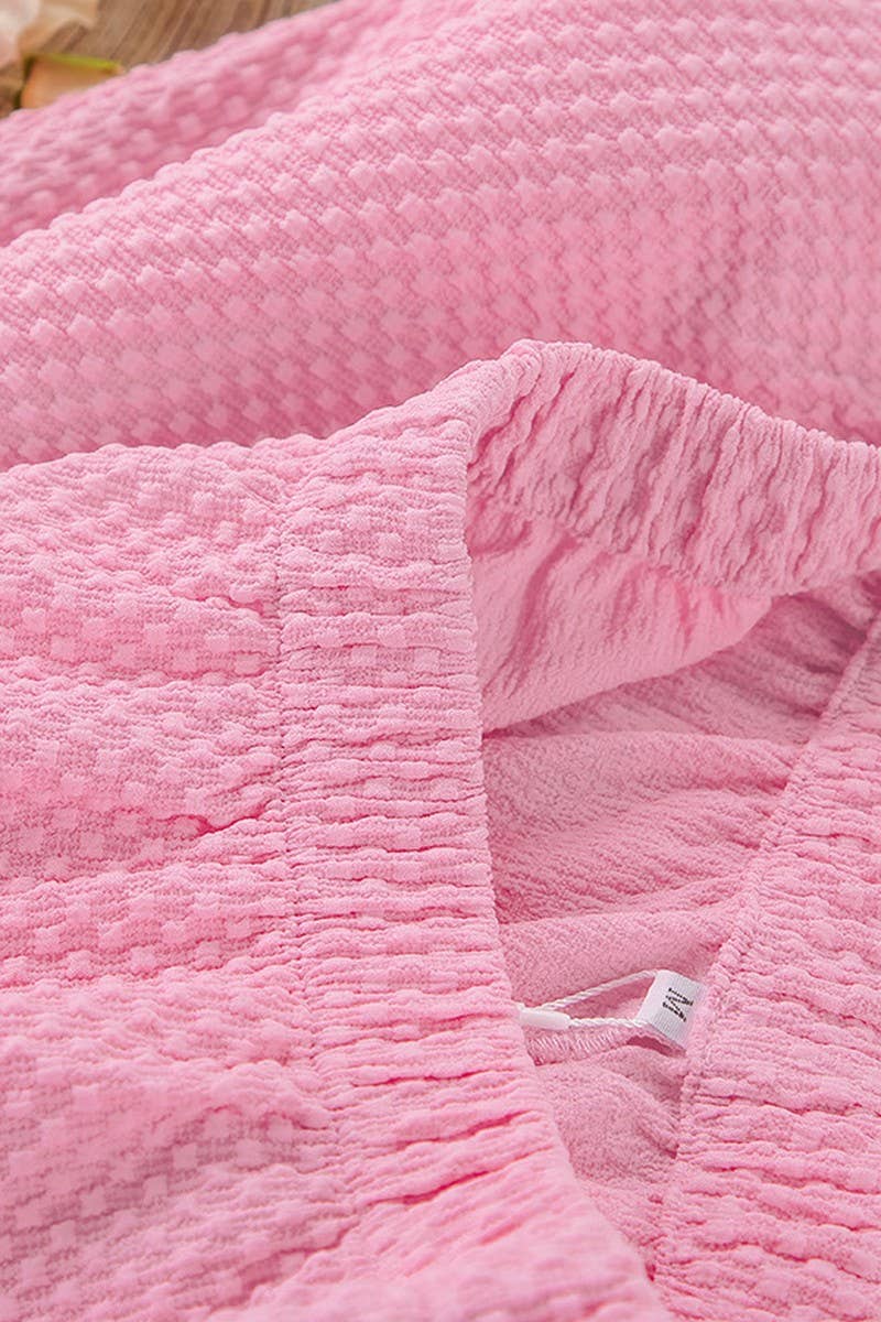 CWSPJ0195_PINK JACQUARD SHIRT SHORTS PAJAMAS HOMEWEAR SET