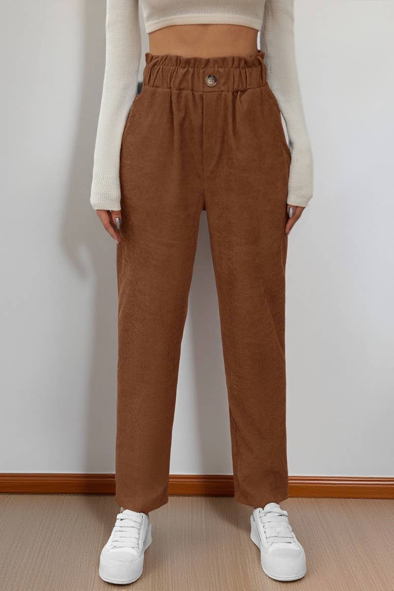 CWBLP00937_CASUAL SOLID ELASTIC WAIST CORDUROY PANTS