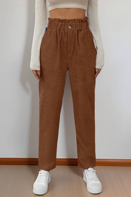 CWBLP00937_CASUAL SOLID ELASTIC WAIST CORDUROY PANTS