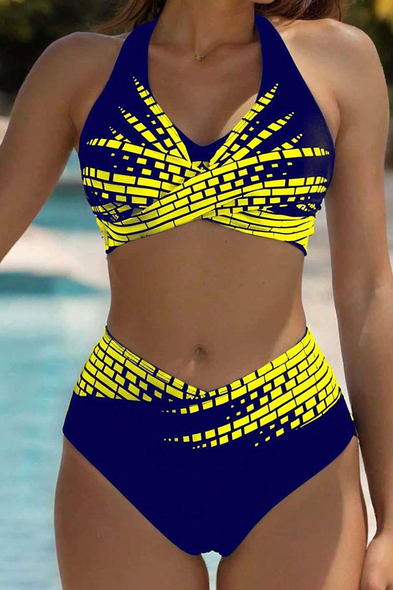 CWMW0843_CASUAL TWO-PIECE CONSERVATIVE SPORTS SWIMSUIT