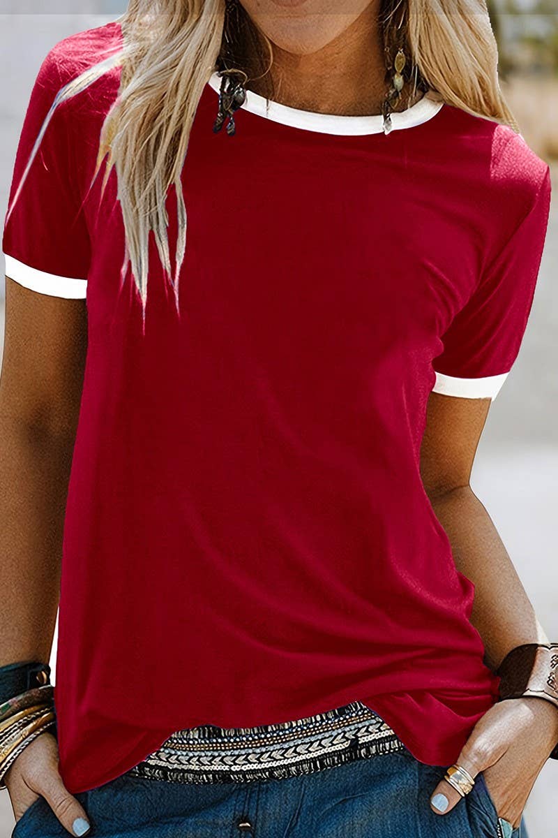 CWTSTS00127_SPRING AND SUMMER CREW NECK CASUAL T-SHIRT