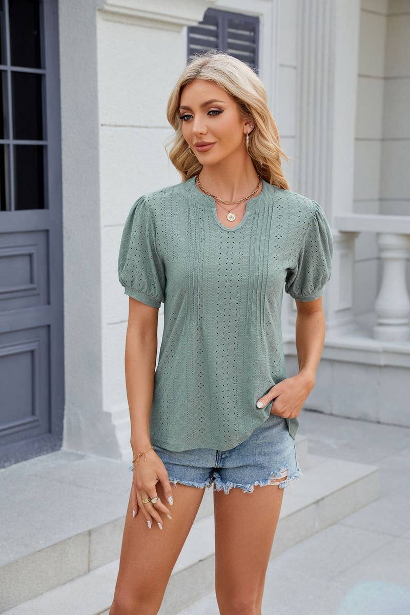 CWTTS0836_Round Neck Short Sleeve Knit Top