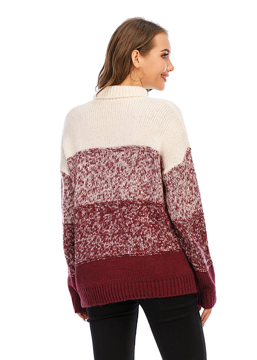 COLOR CONTRAST PATCHWORK THICKENED SWEATER