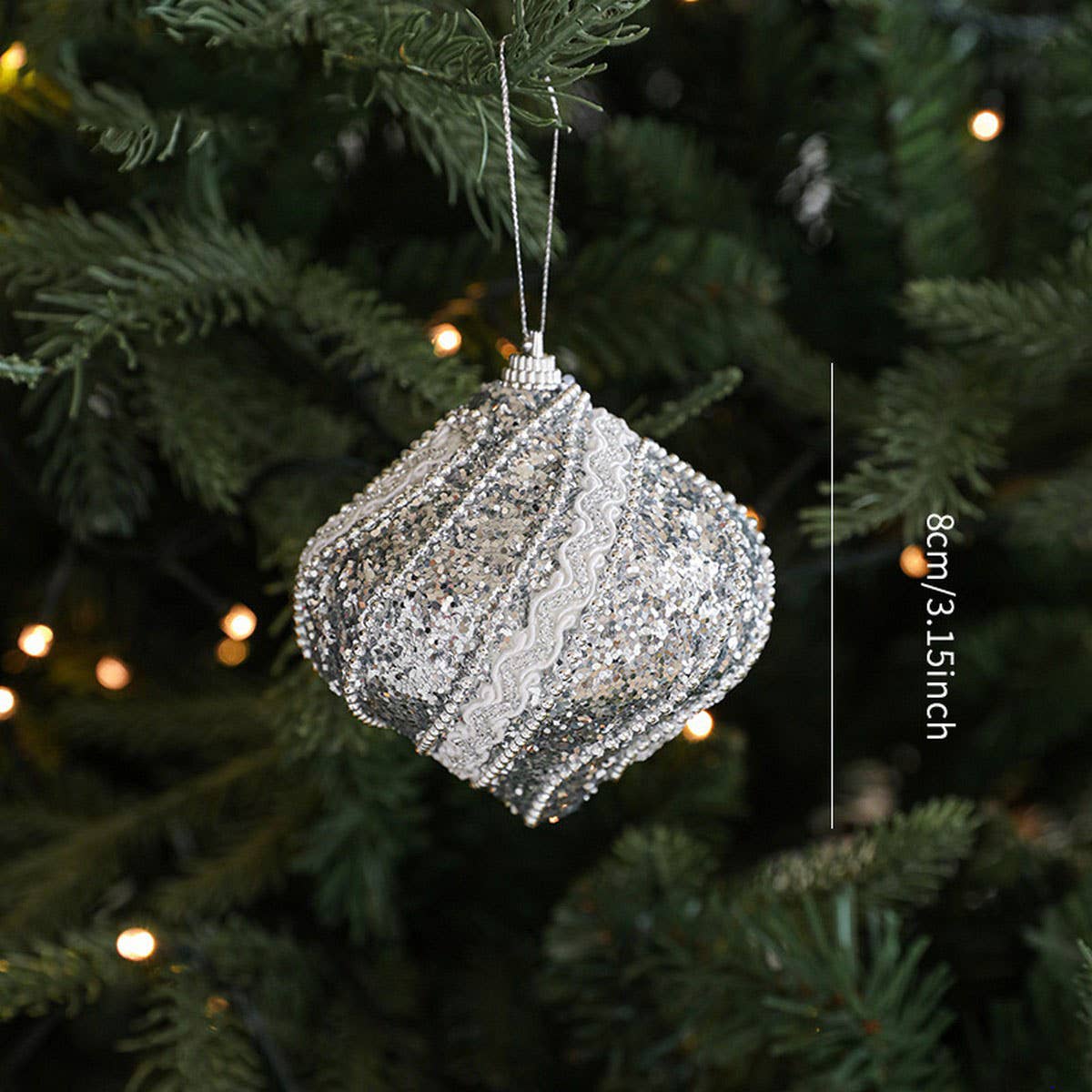 Silver Foam Glitter Xmas Balls Bows Tree Topper
