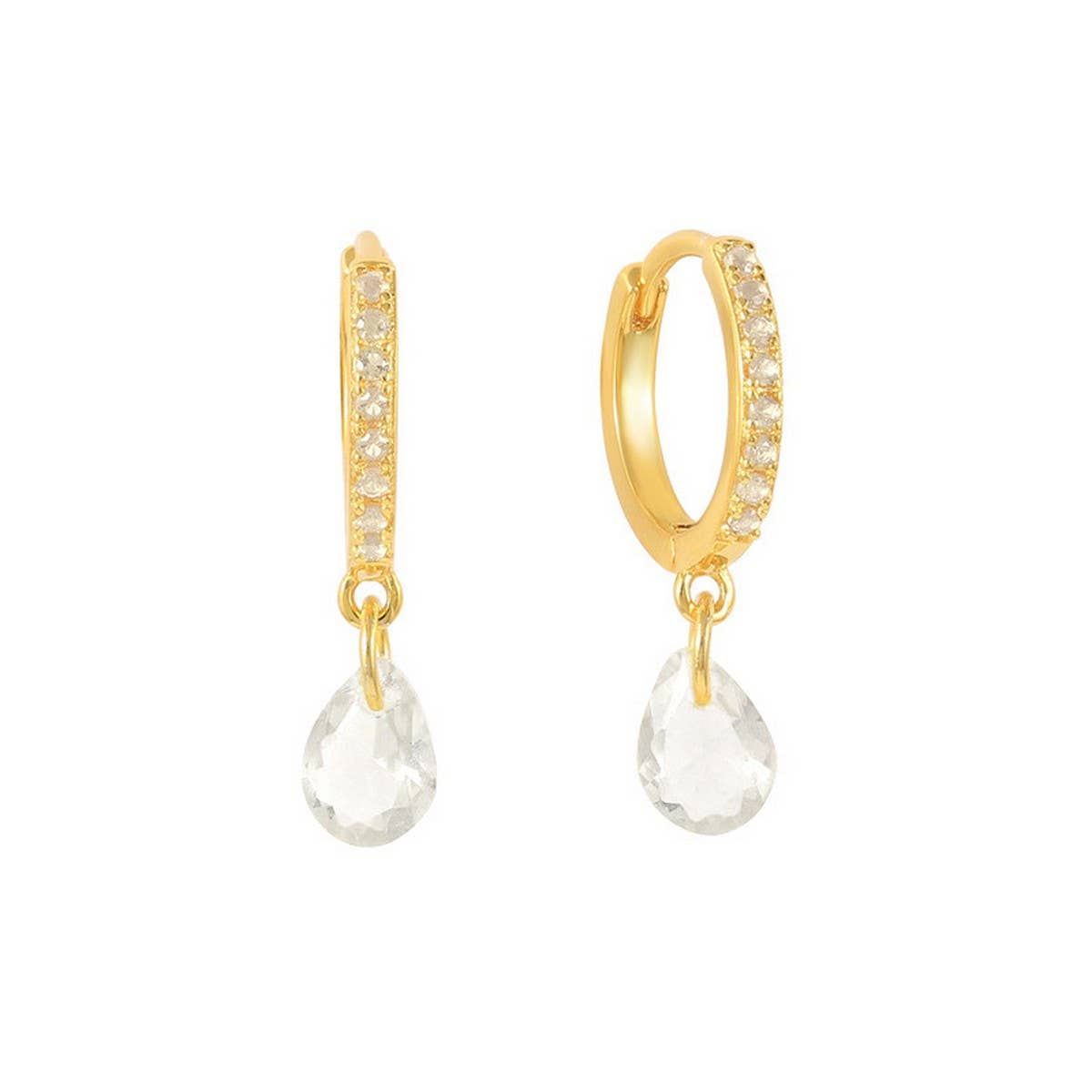 GEOMETRIC TEARDROP DIAMOND FRENCH EARRINGS