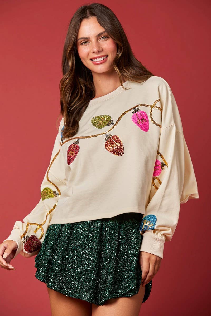 CWTBLL01270_CHRISTMAS BELL SEQUIN CROP SWEATSHIRT