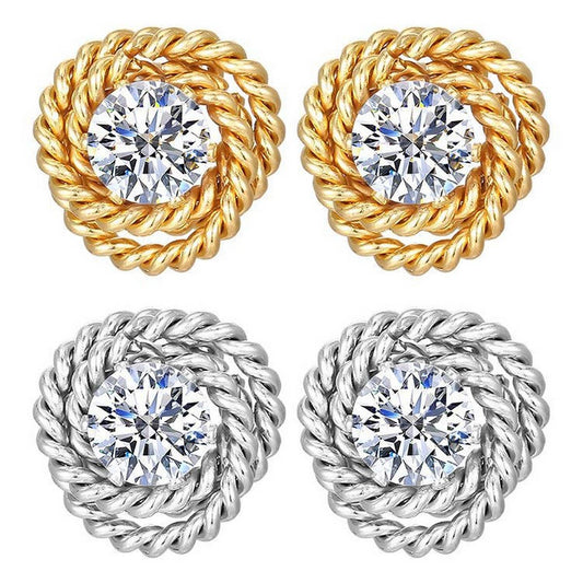 18K GOLD PLATED  ROSE STUD EARRINGS_CWAJE0566