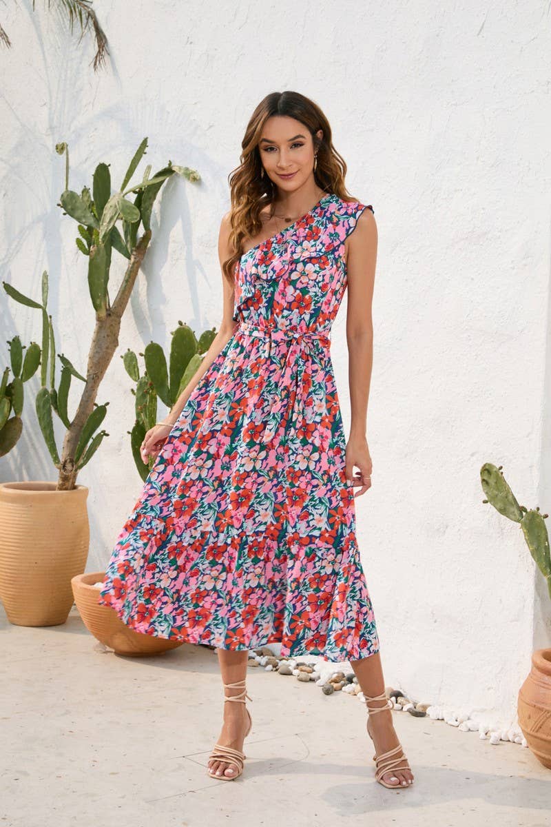CWDMD2142_PRINTED DRESS WITH STRAPPY SHOULDERS
