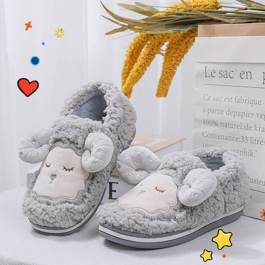 CARTOON SHEEP DECOR FLUFFY BEDROOM SLIPPERS_CWSHS0240