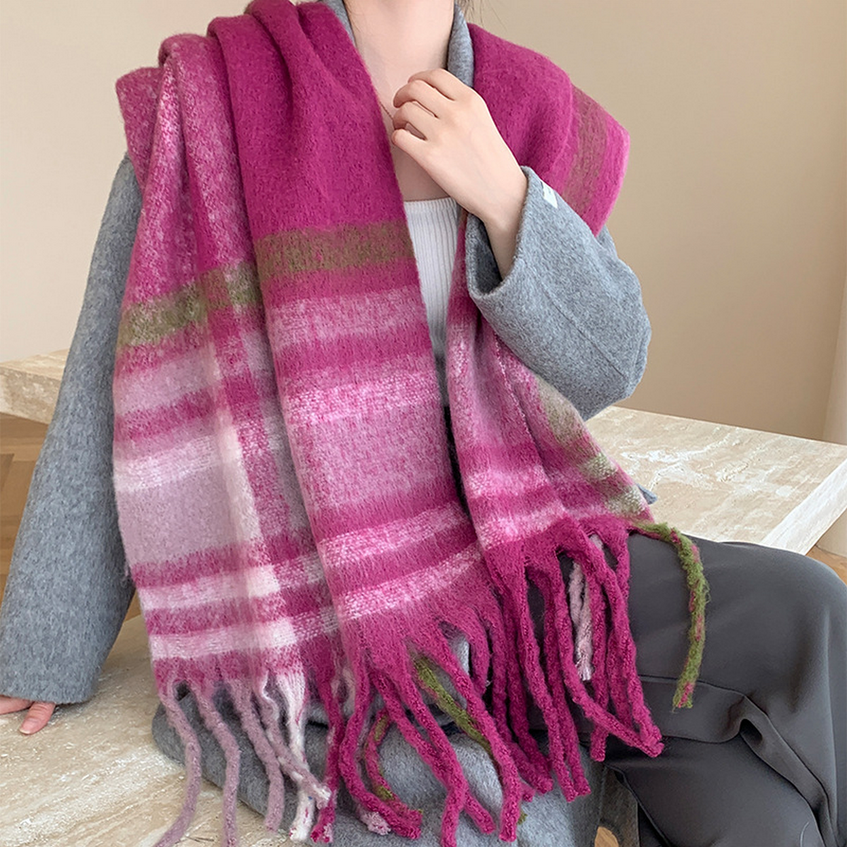 Plush AC Scarf ??Thick Soft Winter Wrap_CWASC2701