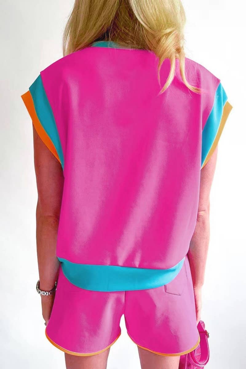 CWSS0638_CASUAL SLEEVELESS CREW NECK TOP SHORTS SUIT