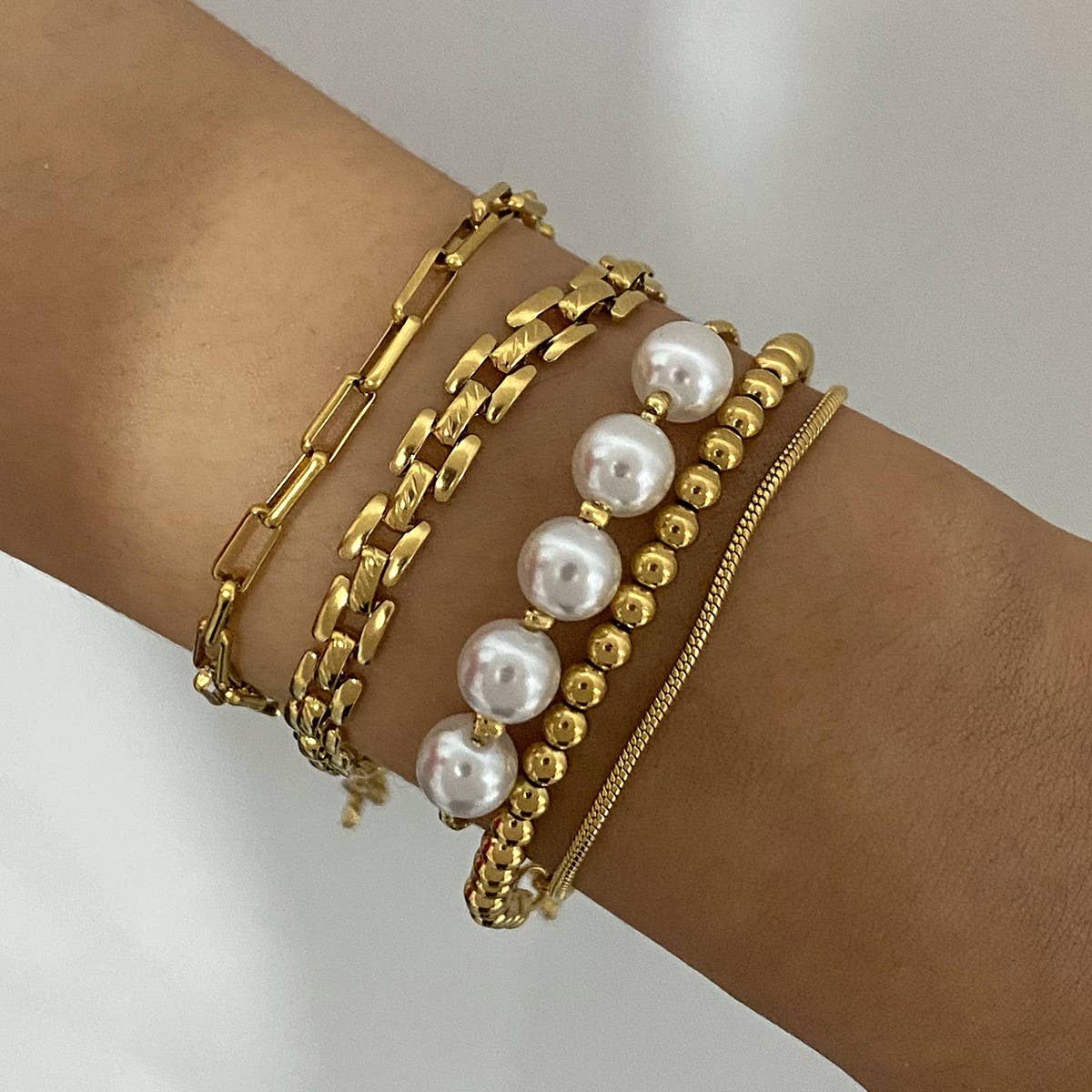 5-Piece Stainless Steel Layered Bracelet Set_CWAJE4872