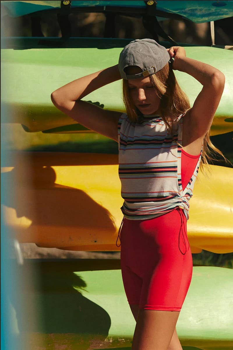 CWTBLS2221_STRIPED KNIT PRINT LOOSE SLEEVELESS SPORTS TANK