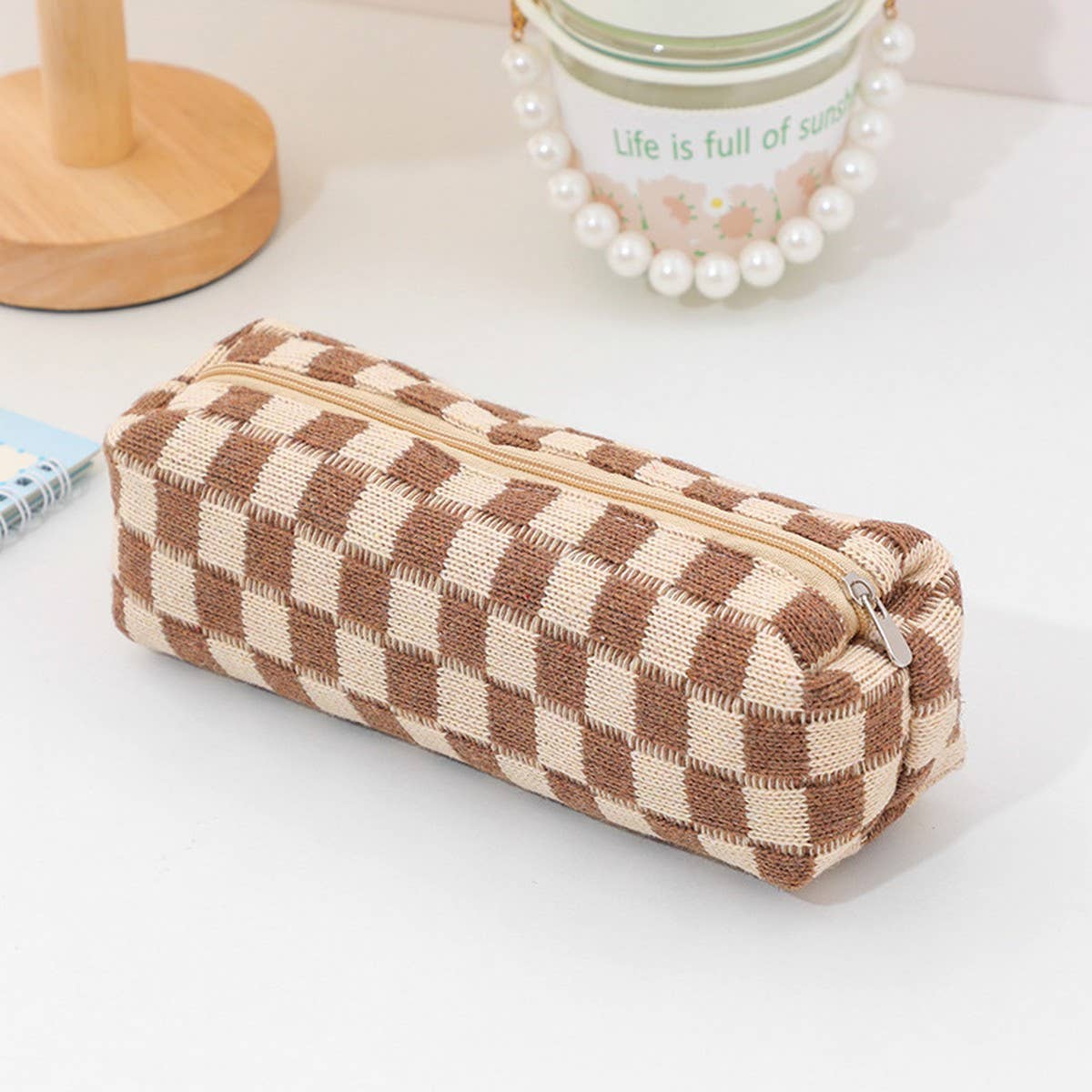 CHESSBOARD CHECKER PEN BAG SIMPLE MAKEUP BAG_CWAB1211