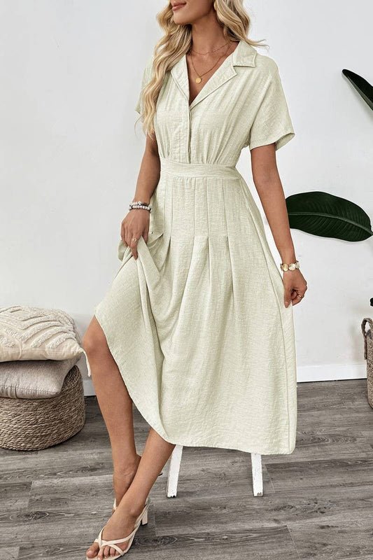 CWDMD5825_LAPEL WAIST COMMUTER POCKET SHIRT DRESS